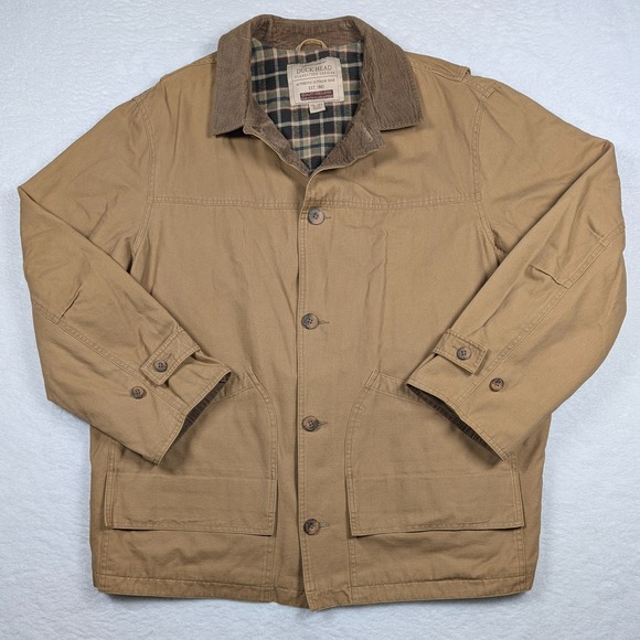 Duck Head Other - Vtg Duck Head Coat Mens 2XL Beige Field Chore Jacket Corduroy Flannel Lined